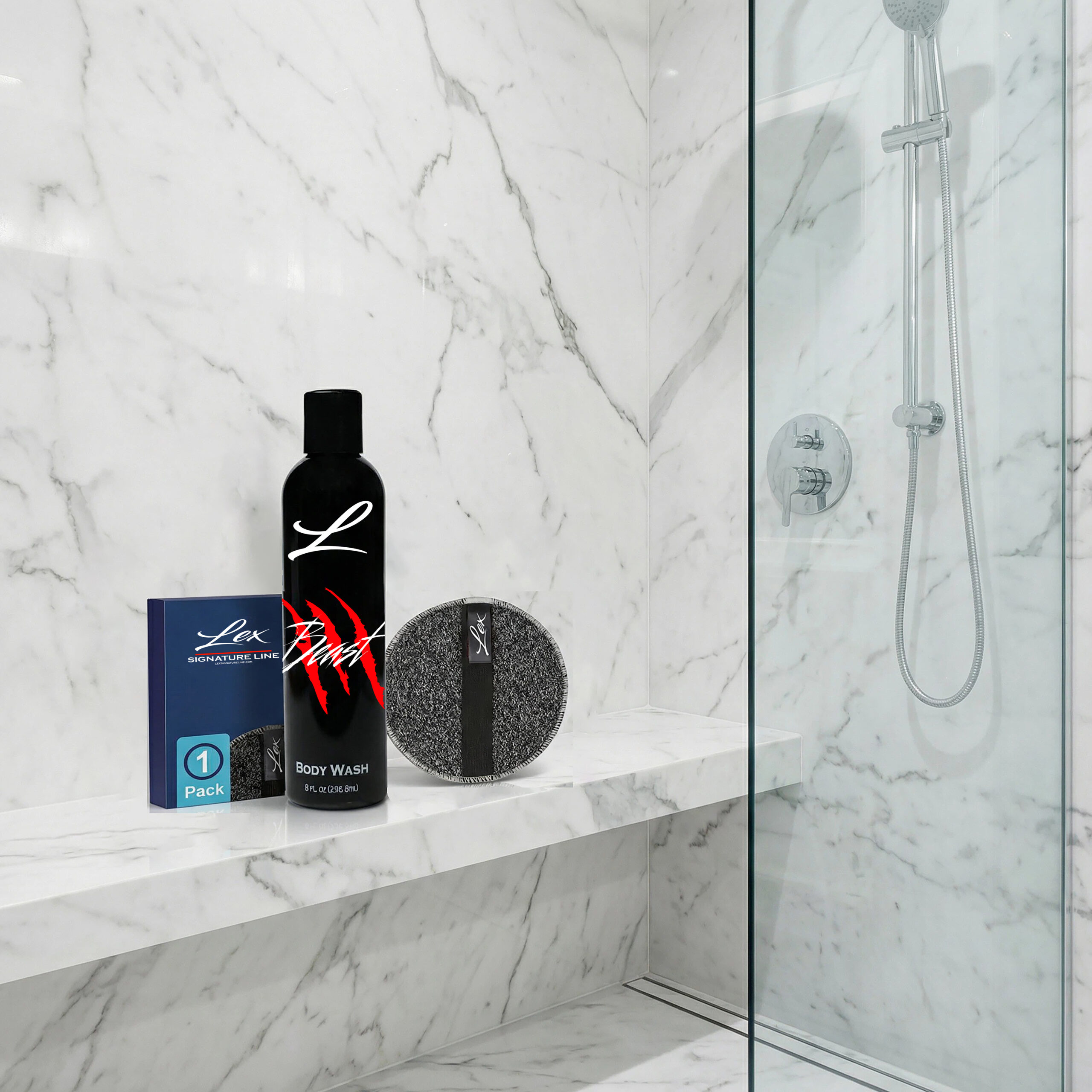 LSL Beast Body Wash and Exfoliator in Shower